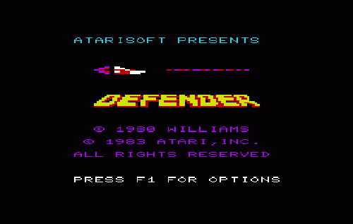 Defender title screen for Vic-20